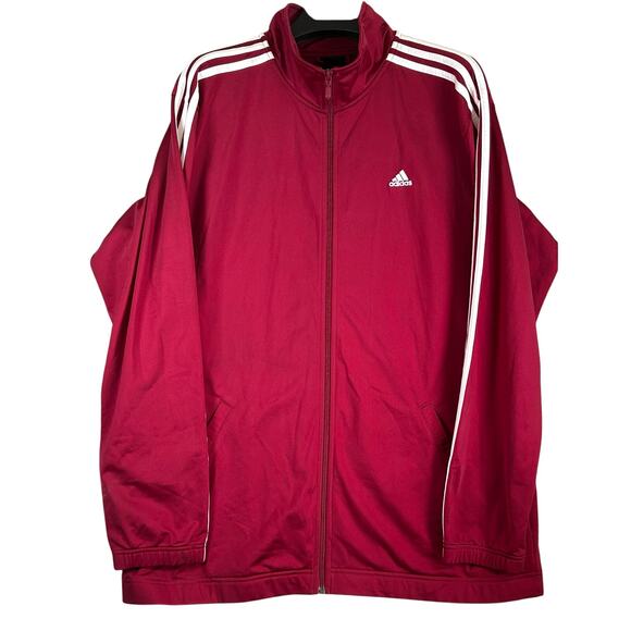 adidas Other - Adidas Jacket Mens Large Red White 3 Stripes Full Zip Up Track Casual Classic